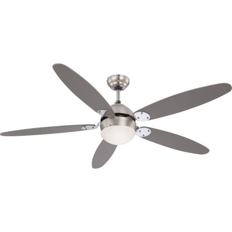 Stropný ventilátor, chróm, nikel matný, 3 rýchlosti, 2 smery otáčania, ťahový vypínač, ø:1320, V:406 4