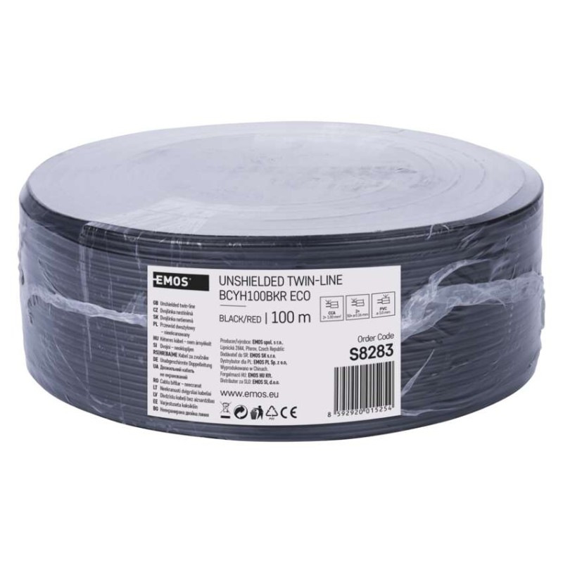 Dvojlinka ECO 2×1,0mm, čierno/červená, 100m 2
