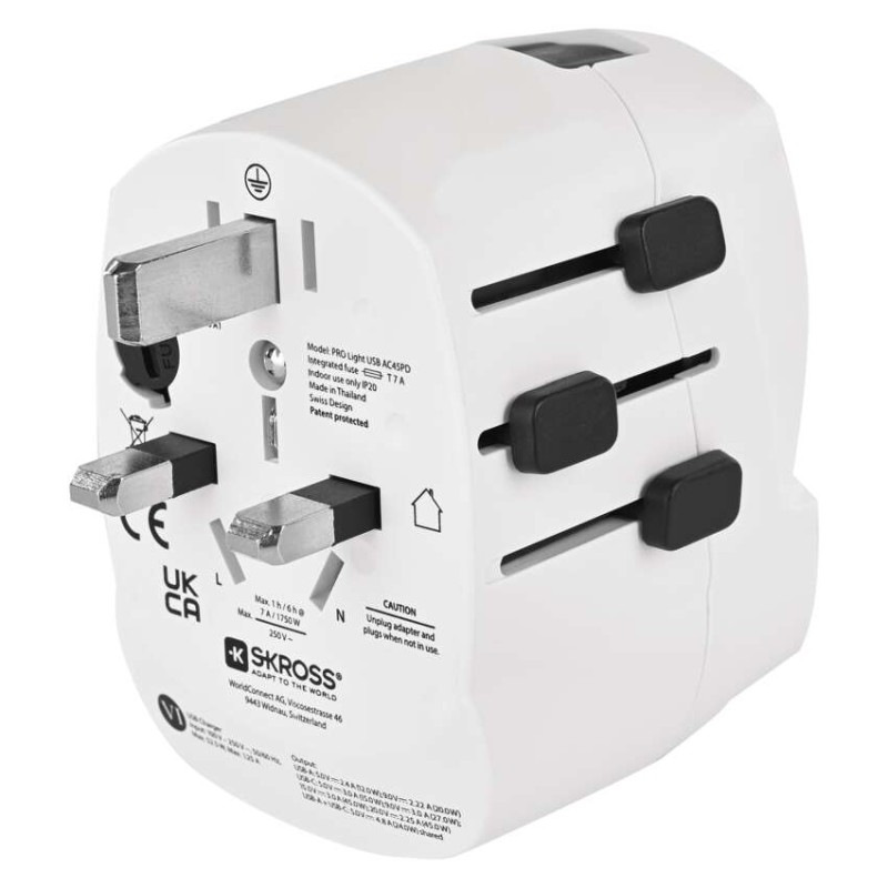 Cestovný univerzálny adaptér do zahraničia (USA, Ázia, Afrika), 1×USB-C, 1×USB-A 14