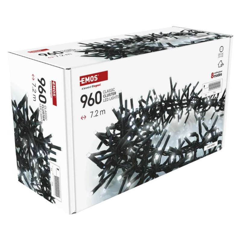 LED vianočná reťaz – ježko, 7,2 m, vonkajšia aj vnútorná, studená biela, programy, časovač 8