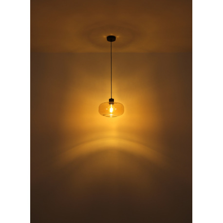 Stropné svietidlo kov čierny matný, sklo jantárové, ø: 280mm, V: 205mm, bez žiarovky 1x E27 40W 230V 4