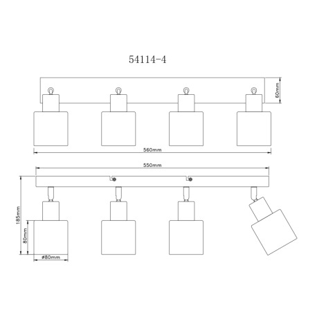 Stropné svietidlo, kov, piesková matná, kov chrómovaný, sklo biele, DxŠxV: 560x80x185mm, bez žiarovi 17