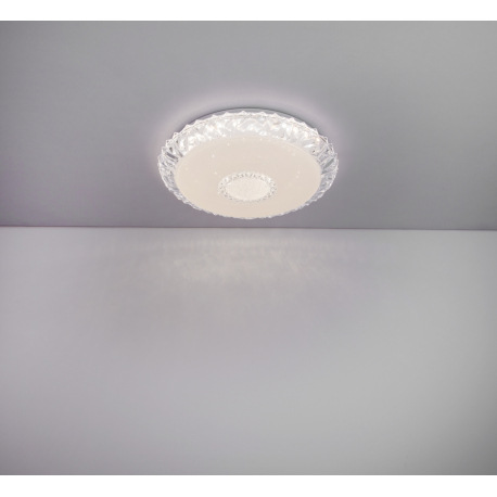 Stropné svietidlo, kov biely, akryl biely, trblietavý efekt, priehľadné akrylové krištále, stmievate 9