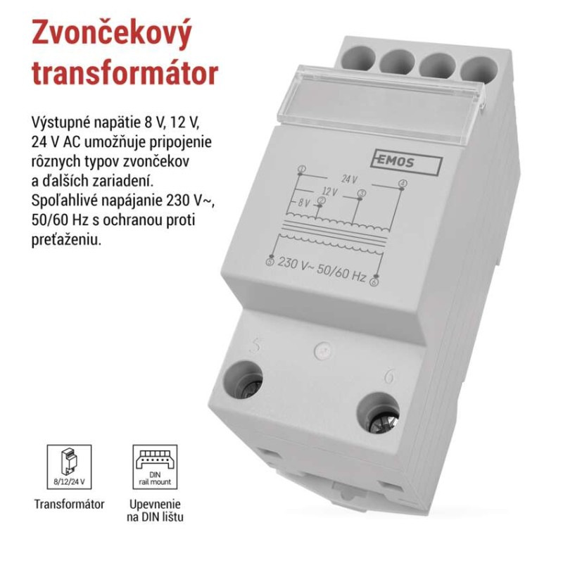 Zvončekový transformátor 8/12/24 V 1