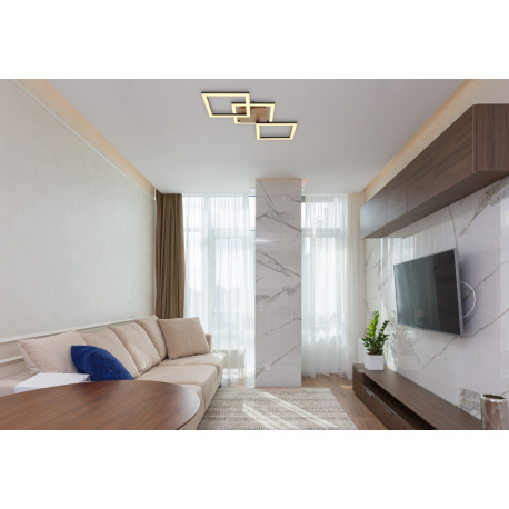 Stropné svietidlo, kov čierny, drevo tmavohnedé, plast biely, DxŠxV:660x310x75mm, vrátane LED 30W 23 1