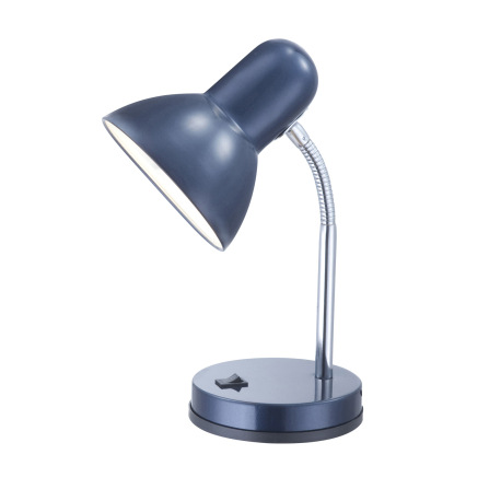 Stolová lampa, kov modrý, plast, vypínač, ŠxV: 215x350, bez žiarovky 1xE27, max. 40W 230V.