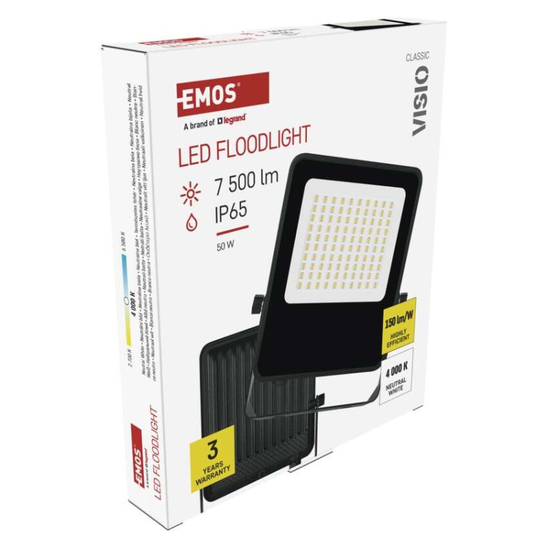 LED reflektor VISIO čierny, 50 W neutrálna biela 14