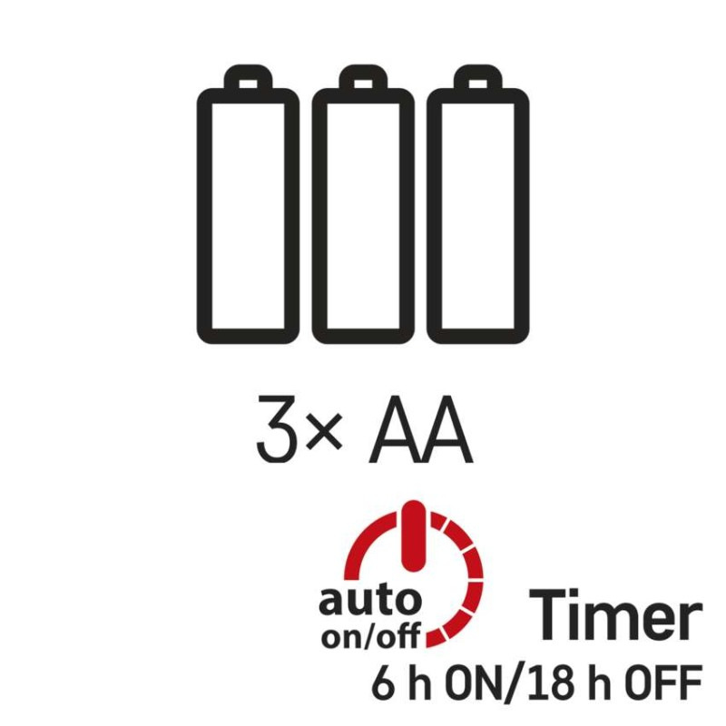 LED vianočná nano reťaz – ježko, 2,4 m, 3x AA, vnútorný, studená biela, časovač 9