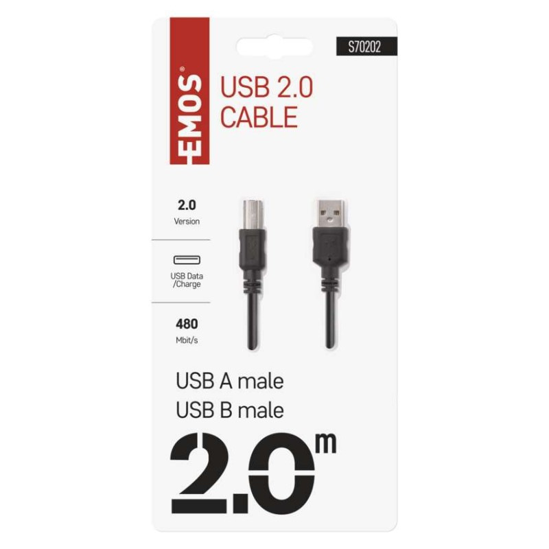USB kábel 2.0 A vidlica – B vidlica 2m 1