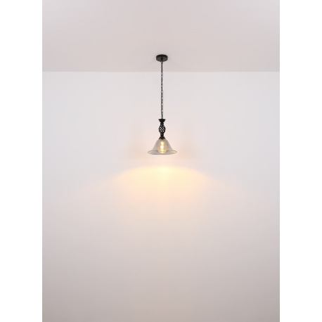 Nástenné svietidlo, kov čierny matný, sklo dymové, ŠxV: 135x185mm, H: 203mm, bez žiarovky 1x E27, ma 15