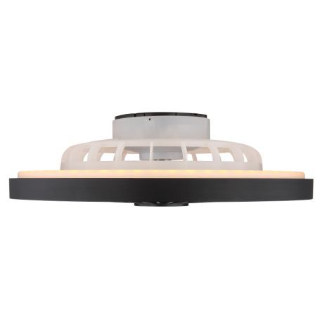 Stropný ventilátor, kov čierny, plast čierny/biely/priehľadný, stmievateľné, niekoľko úrovní pomocou 9