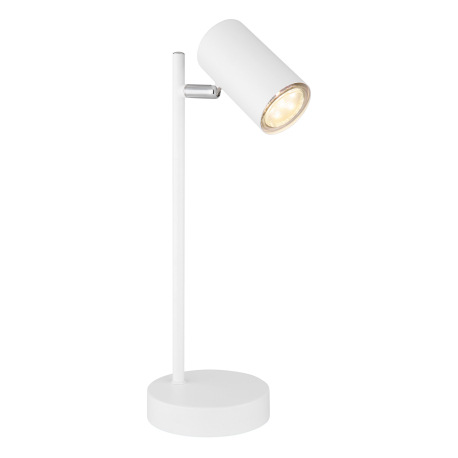 Stolová lampa, kov biely matný, kábel 1,5m, vypínač, DxŠxV:130x120x350, bez žiarovky 1xGU10, max. 5W