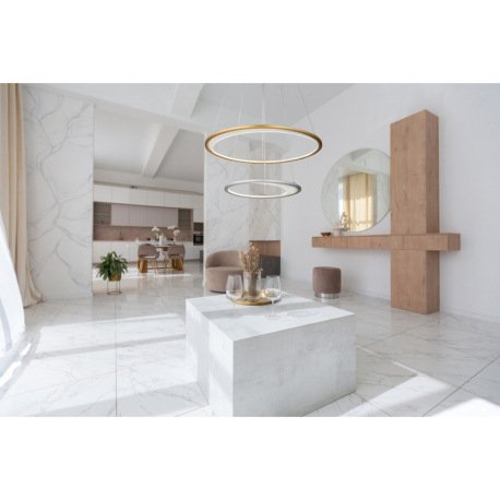 Závesné svietidlo, hliník strieborný a zlatý, akryl číry, plast biely, stmievateľné, niekoľko úrovní 10