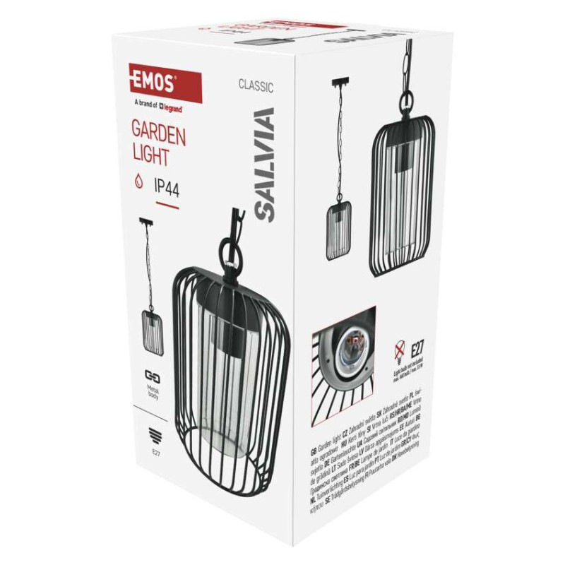 Zahradné závesné svietidlo SALVIA, 16 x 16 x 32 cm, 1 x E27, 15 W 6