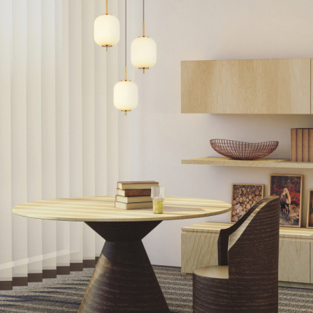 Závesné svietidlo, kov mosadznej farby, matný čierny kov, sklo biele, čierny PVC kábel, ø: 375 mm, V 8