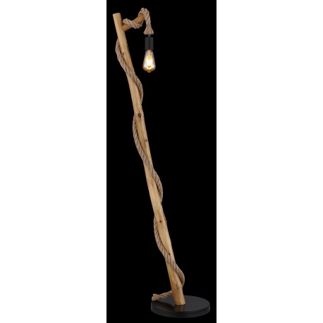 Stojanová lampa kov čierny matný, drevo buk lesklý, konope hnedé, kábel PVC čierny, vypínač na kábli 2