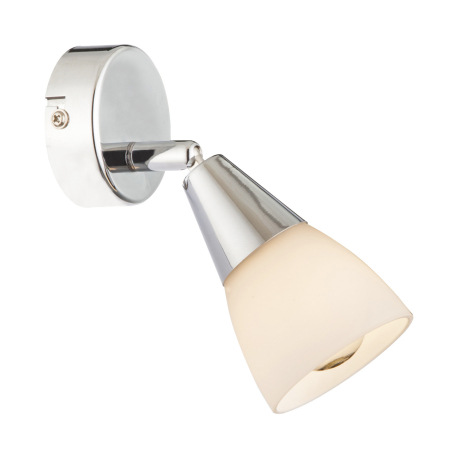 Bočné svietidlo, chróm, sklo biele, ŠxV:70x135, H:165, bez žiarovky 1xE14, max. 40W 230V.