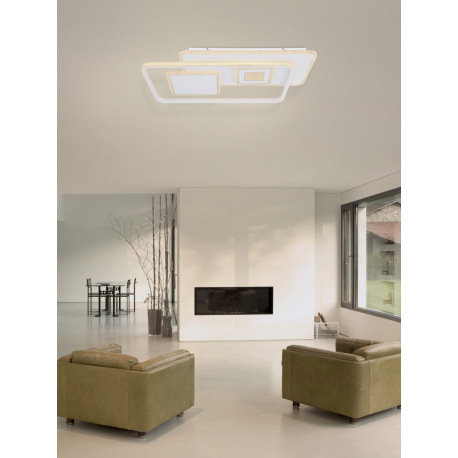 Stropné svietidlo, kov biely, chróm, akryl biely, pamäťová funkcia, nočné svetlo, stmievateľné, diaľ 12