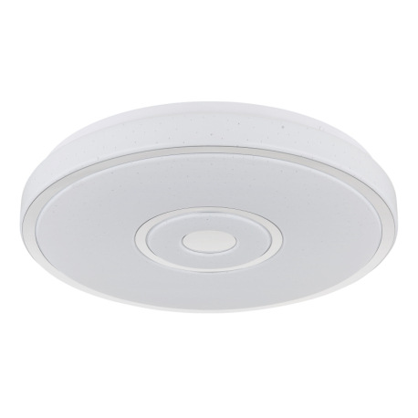 Stropné svietidlo, kov biely, plast biely s trblietavým efektom, chrómový krúžok, ø: 380mm, V: 65mm, 8