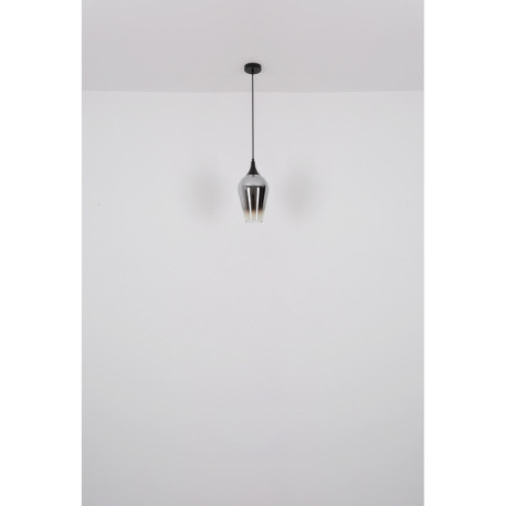 Závesné svietidlo, kov čierny, sklo medenej farby, textilný kábel čierny, možnosť skrátenia výšky, ø 12