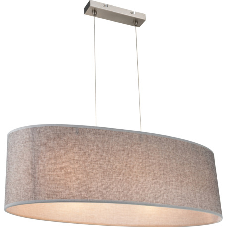 Závesné svietidlo, kov nikel matný, plast, textil sivý, akryl satinovaný, výška tienidla 20 cm, DxŠx