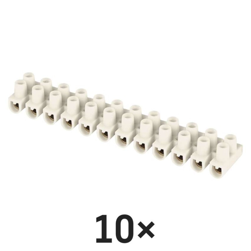 Skrutková svorkovnica 12× 2,5–4mm2, 450 V, biela, 10 ks