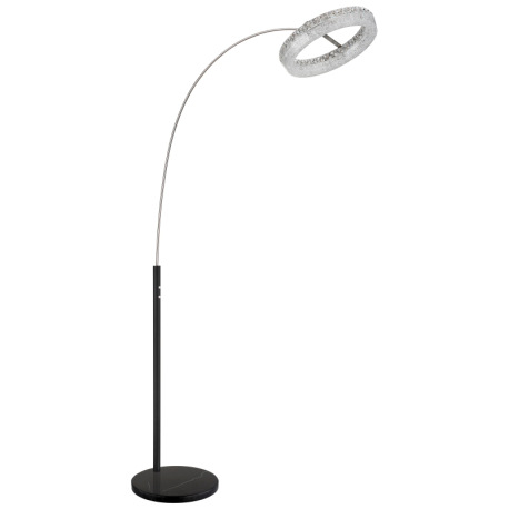Stojacia lampa, matný čierny kov, číry akryl, číre sklenené kryštály, čierny PVC kábel, dotykové zap 3