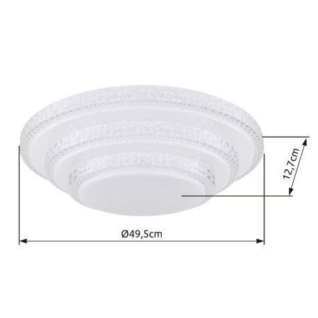 Stropné svietidlo,kov biely, akryl biely, trblietavý efekt, kompatibilné s Google Assistant a Alexa, 13