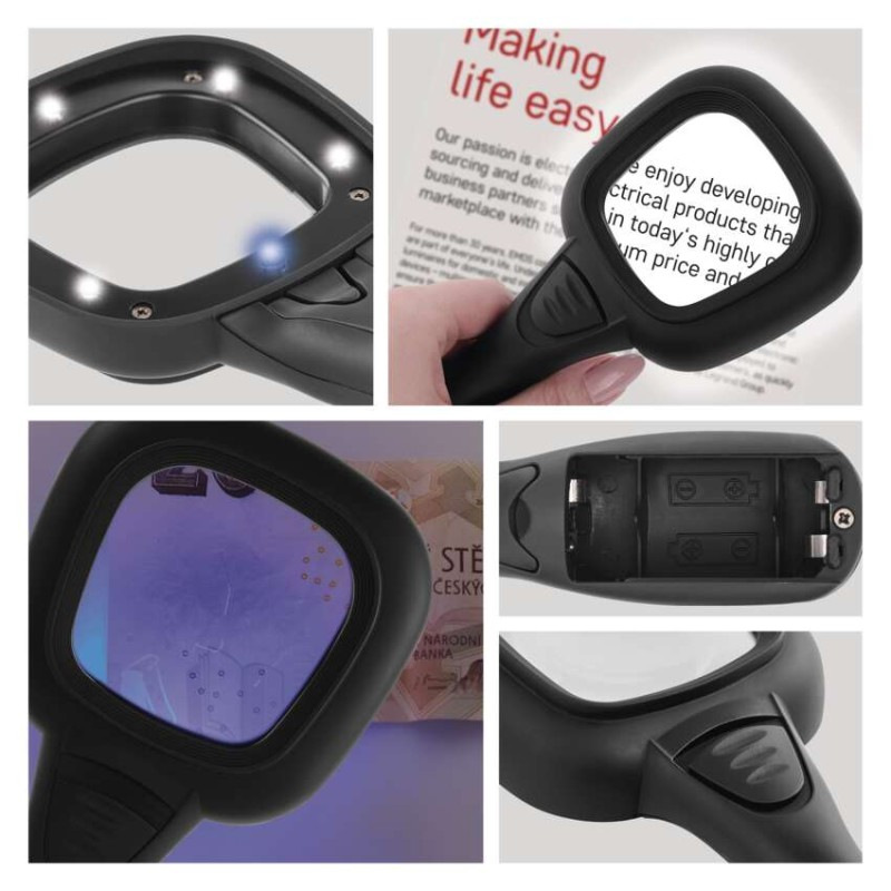 Ručná lupa s LED/UV osvetlením, 10 ks, krabica 5