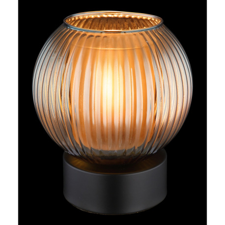 Stolové svietidlo, kov čierny matný, sklenená guľa modrá, vnútorné sklo biele, kábel PVC čierny, kol 6