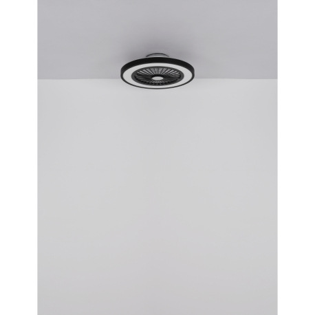 Stropný ventilátor, kov čierny, plast čierny/biely/priehľadný, stmievateľné, niekoľko úrovní pomocou 15