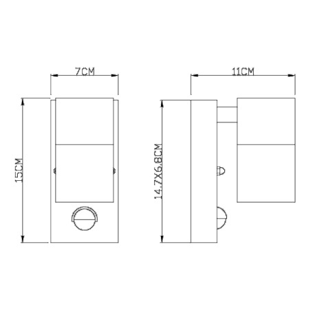 Vonkajšie svietidlo, nerezová ocel, sklo priehľadné, vrátane LED 10705, IP44, senzor: 100°, rozpätie 2