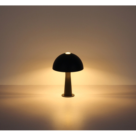 Stolná lampa z matného čierneho kovu, kábel z čierneho PVC, kolískový vypínač na kábli, ø: 200 mm, V 13