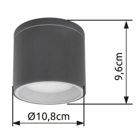 Vonkajšie svietidlo, hliník antracit, sklo priehľadné, IP44, Ø108, V:96, bez žiarovky 1xGX53, max. 1 12