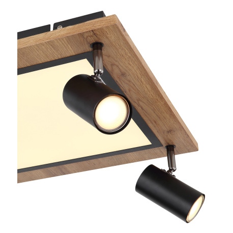 Stropné svietidlo kov čierny, MDF, imitácia tmavého dreva, plast biely, prepínanie funkcií nástenným 17