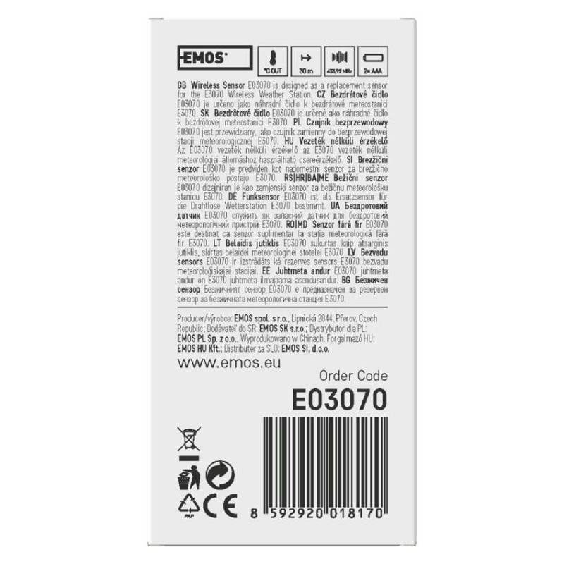 Bezdrôtové čidlo pre meteostanicu E3070 3