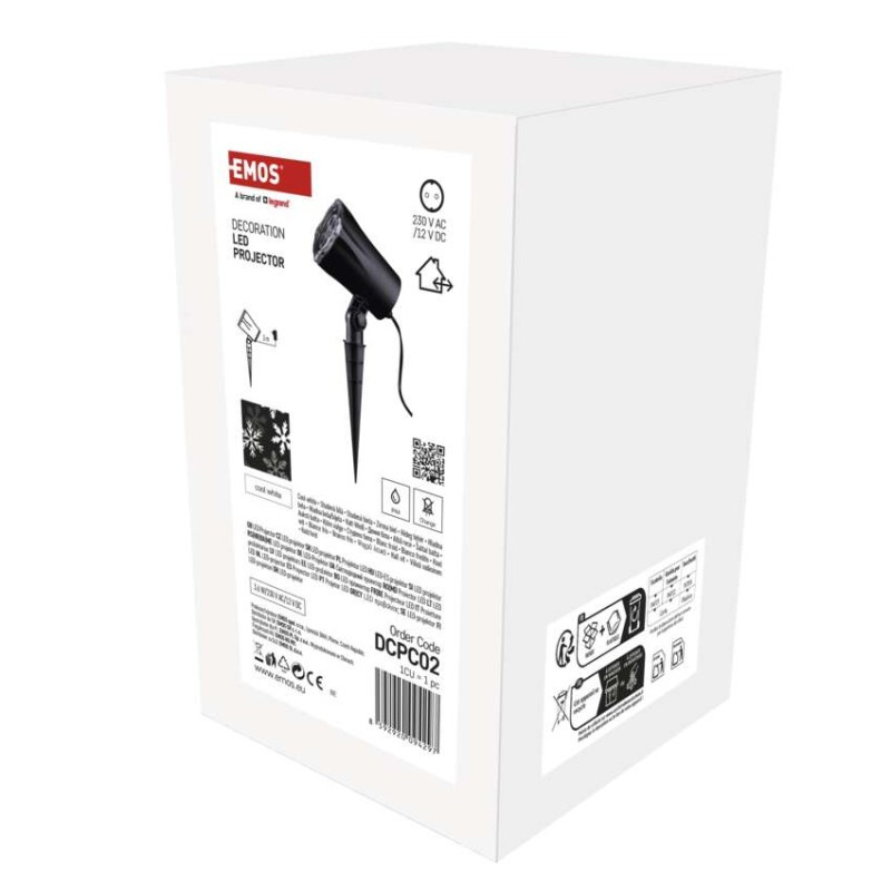 LED vianočný dekoratívny projektor – vločky, vonkajší aj vnútorný, biela 9