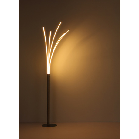 Stojacia lampa, kov matný nikel, plast biely, chróm, čierny PVC kábel, dotykový stmievač, 3-stupňový 5