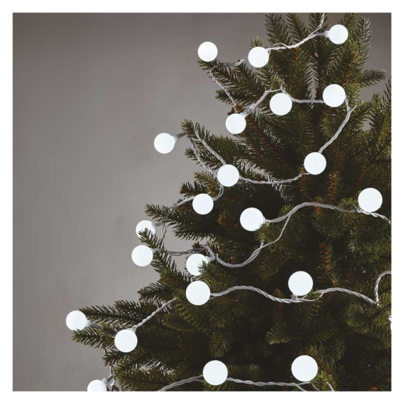 LED svet. cherry reťaz – guličky 2,5cm, 4 m, vonkajšia aj vnútorná, studená biela, časovač 3
