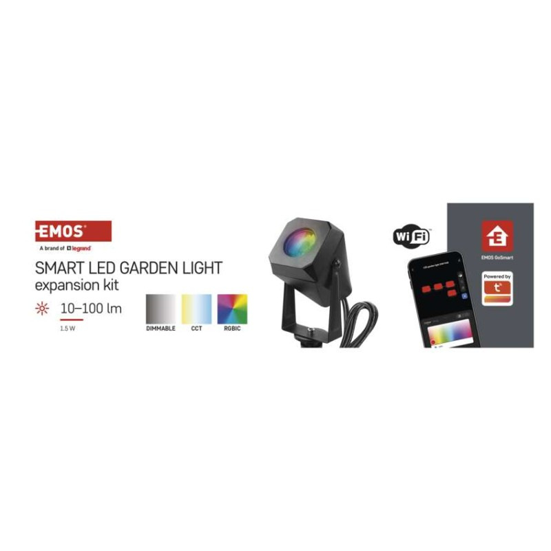 GoSmart vonkajšie LED bodové svetlo, rozširujúca sada, 1 kus, 1,5 W, RGBIC stmievat., WiFi 4