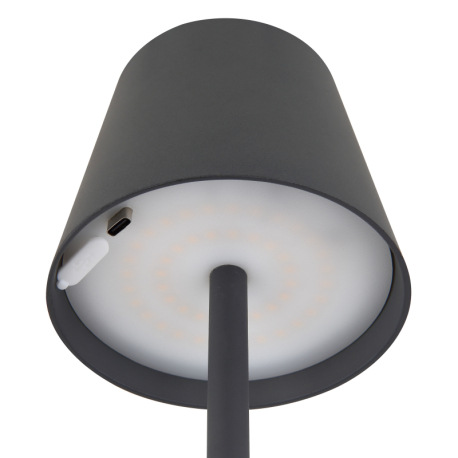 Nabíjateľná stolová lampa, kov čierny, plast čierny a biely, dotykové zapnutie/vypnutie, plynulá reg 19