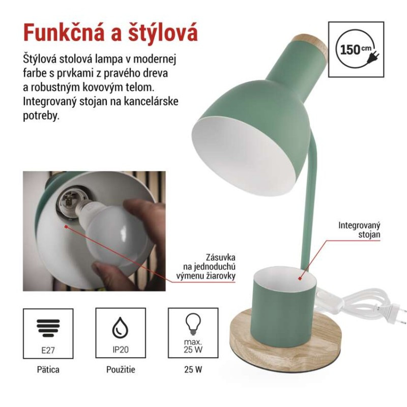 Stolná lampa POPPY, zelená 4