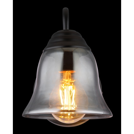 Nástenné svietidlo, kov čierny matný, sklo dymové, ŠxV: 135x185mm, H: 203mm, bez žiarovky 1x E27, ma 5