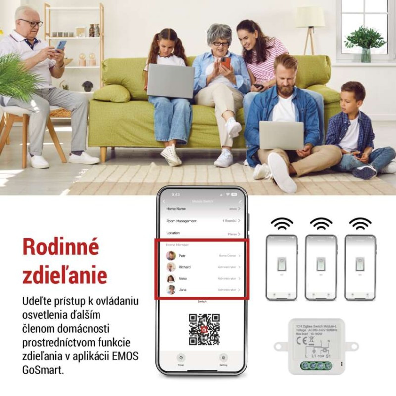 GoSmart spínací modul IP-2103SZ, ZigBee, 1-kanálový (nevyžaduje N vodič) 2