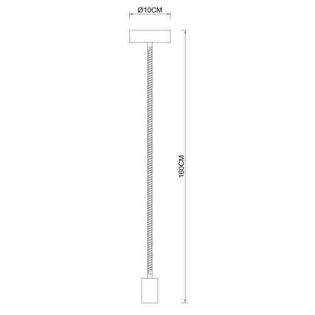 Závesné svietidlo, kov čierny, lano hnedé, Ø100, V:1600, bez žiarovky 1xE27, max. 60W 230V 7