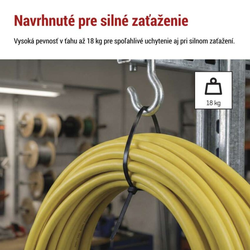 Sťahovacia páska 200×3,5, čierna, 100 ks 9