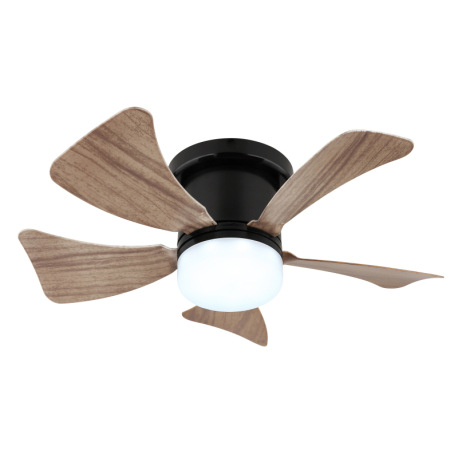 Stropný ventilátor, kov čierny matný, plast imitácia tmavého dreva/biely, stmievateľný, niekoľko úro 11