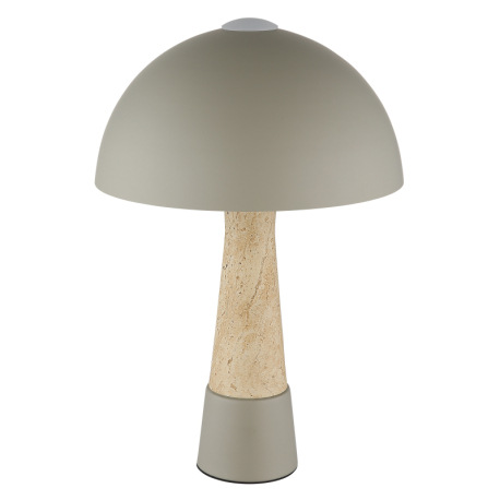 Stolová lampa, kov, matná sivá, imitácia travertínu, čierny PVC kábel, kolískový vypínač na kábli, ø 4