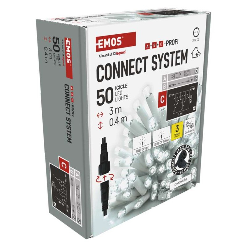 Profi LED spojovacia reťaz preblikujúca biela – cencúle, 3 m, vonk., studená biela 11