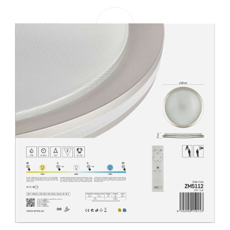 LED prisadené svietidlo SABI, kruhové 45W, stmiev.so zmenou CCT 12